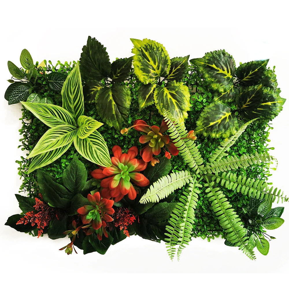 Mur Végétal Artificiel - Panneau de Plantes & Fleurs Suspendues, Jardin Vertical Décoratif d'Intérieur