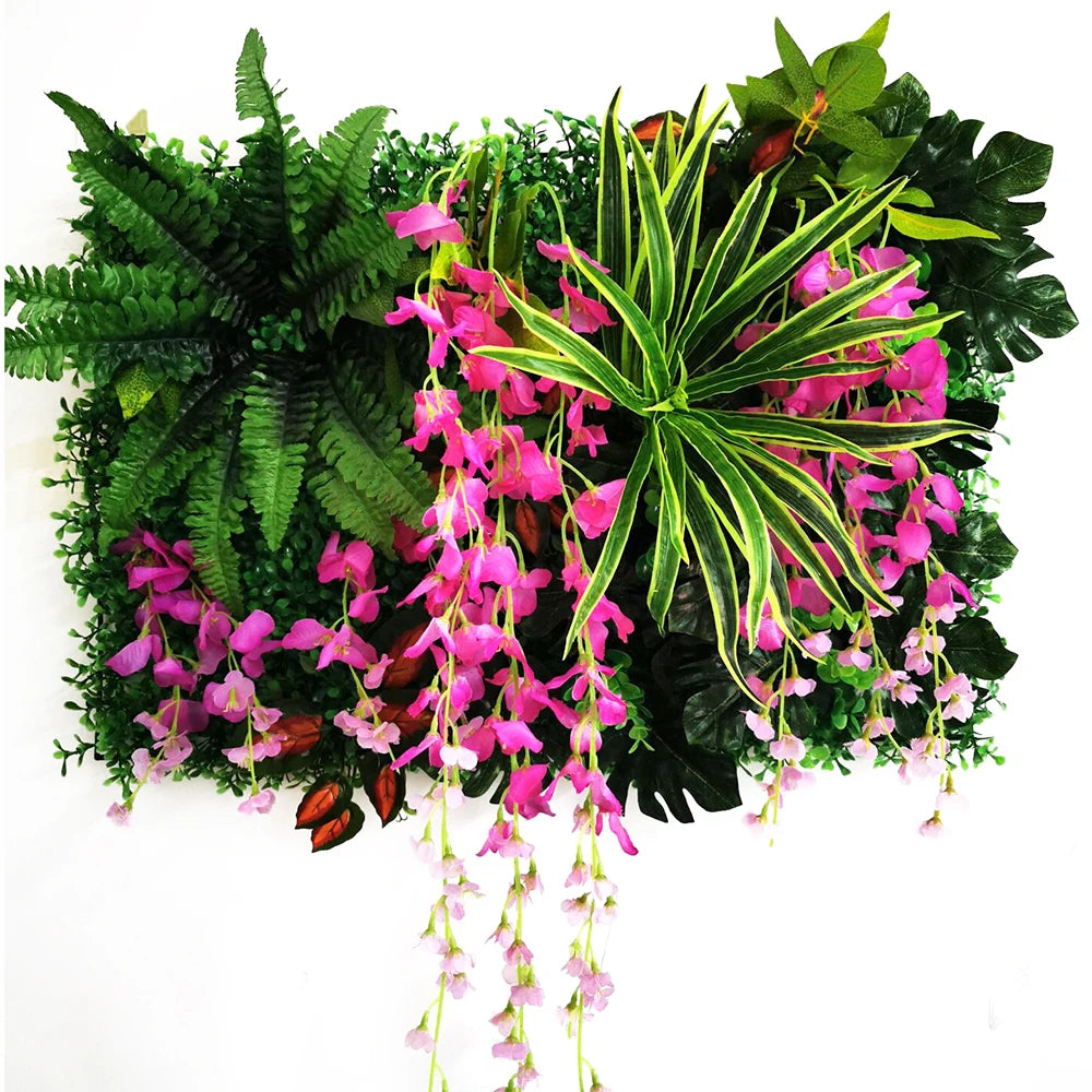 Mur Végétal Artificiel - Panneau de Plantes & Fleurs Suspendues, Jardin Vertical Décoratif d'Intérieur