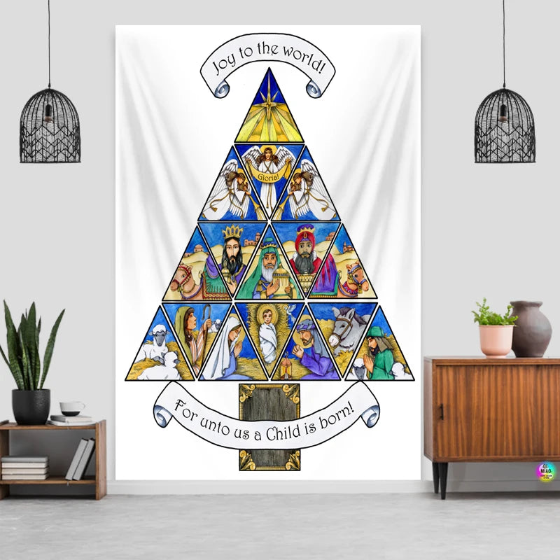 Tapisserie Nativité - Scène de la Crèche & Nuit Etoilée