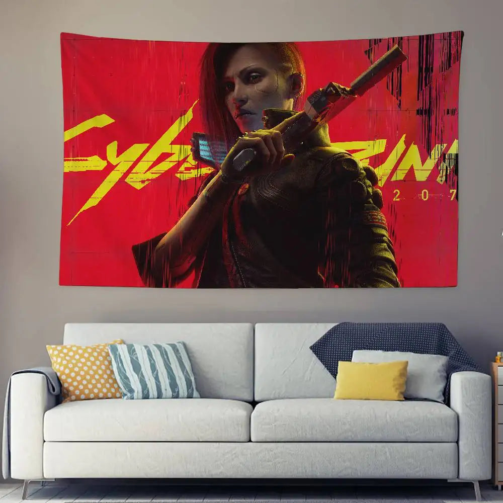 Tapisserie Cyberpunk 2077 - Décoration Murale Futuriste & Néon