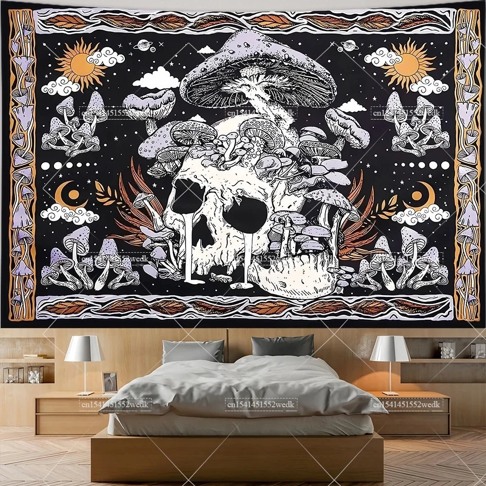 Tapisserie Murale Tarot The Lovers - Décoration Gothique & Mystique, Art Squelettes