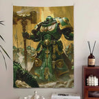 Tapisserie Murale Guerrier Ailé & Armure Sacrée - Art Fantasy Gothique