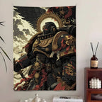 Tapisserie Murale Guerrier Ailé & Armure Sacrée - Art Fantasy Gothique