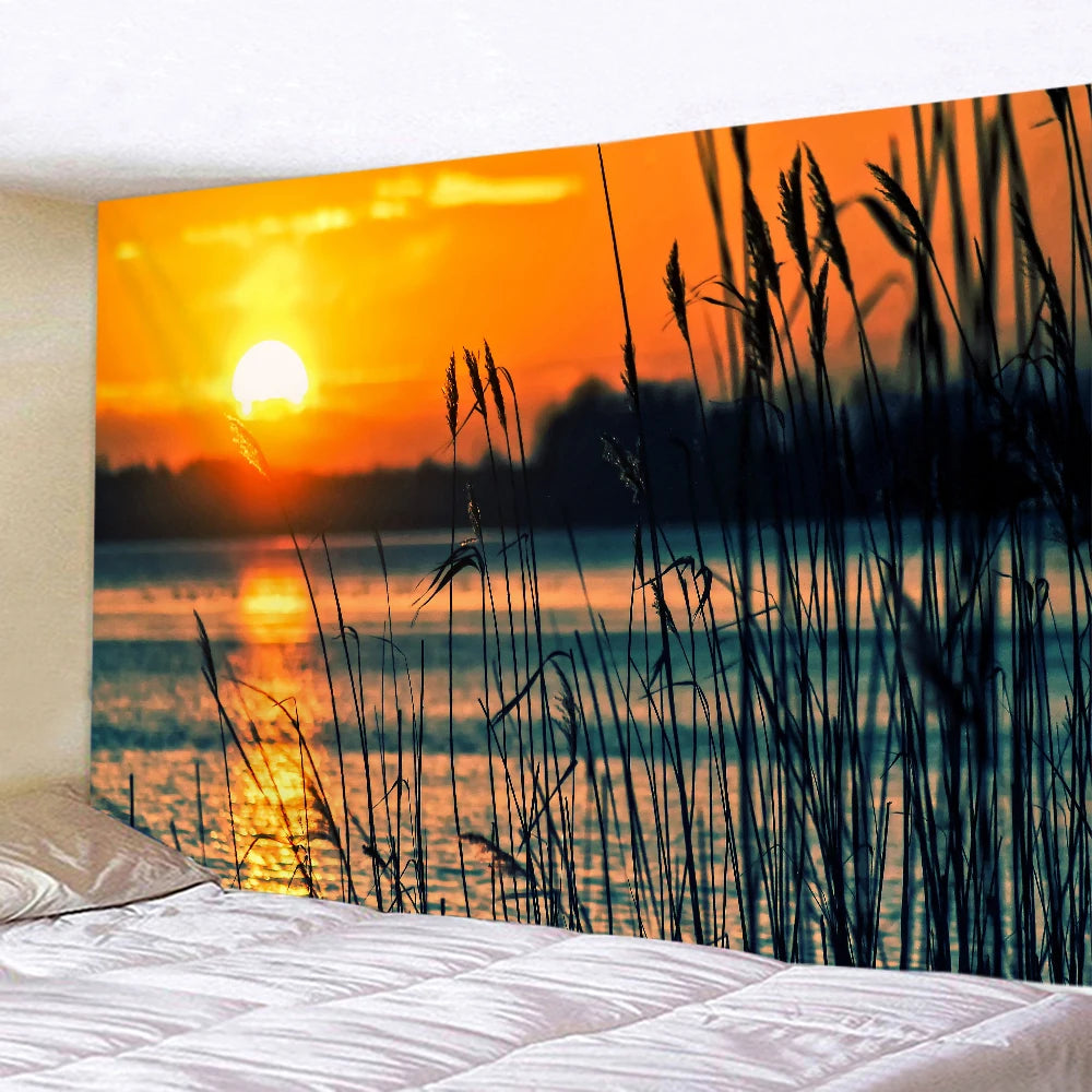 Tapisserie Murale Plage Surf - Décoration Tropicale avec Palmiers & Océan