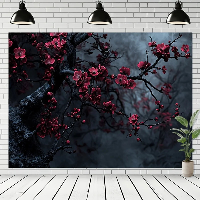 Tapisserie Murale Fleur de Cerisier Sakura Style Gothique