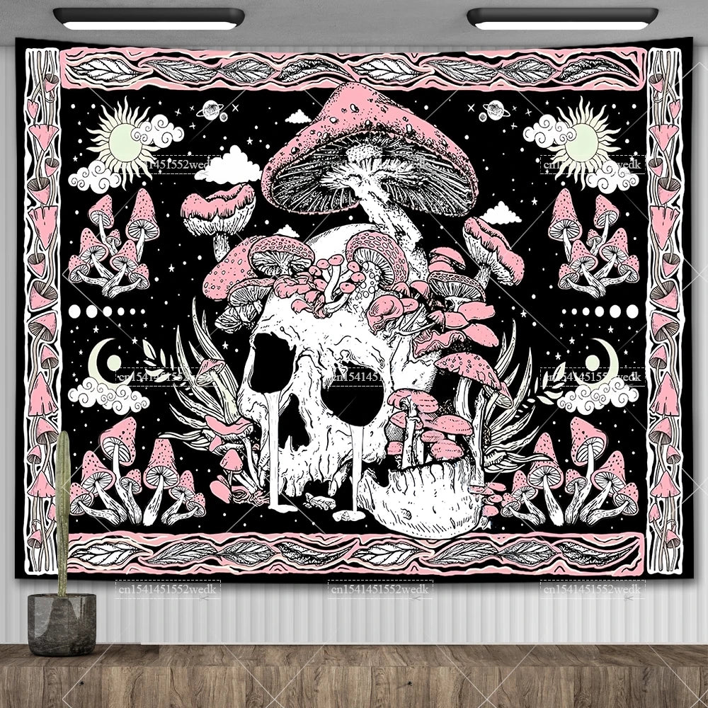 Tapisserie Murale Tarot The Lovers - Décoration Gothique & Mystique, Art Squelettes