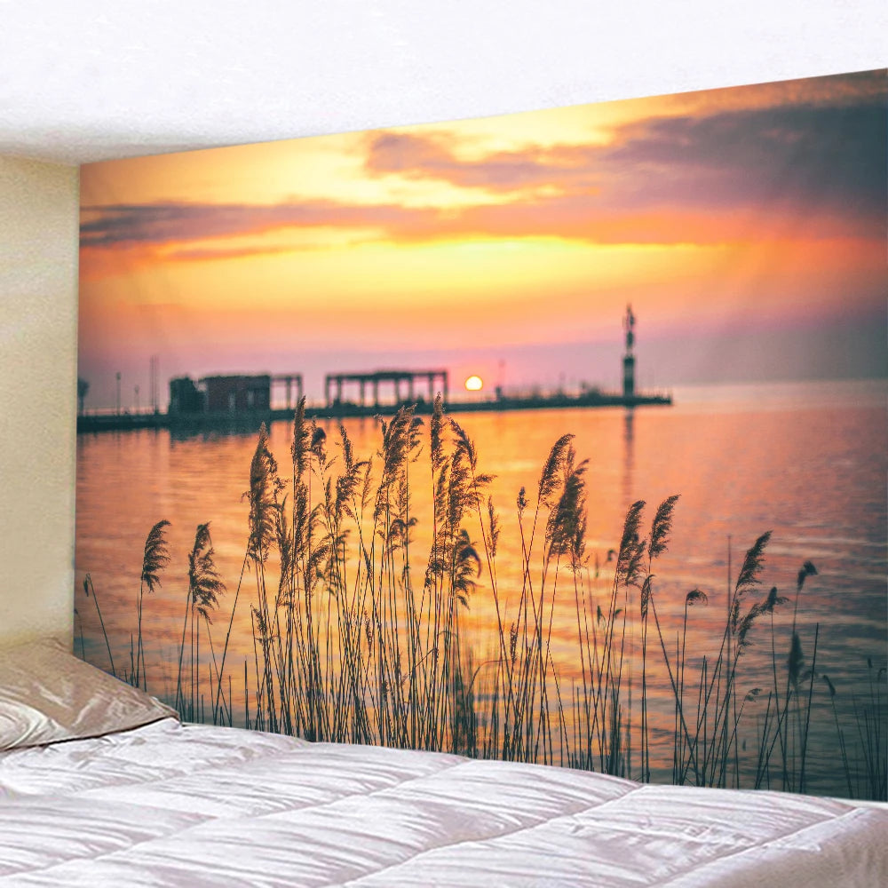 Tapisserie Murale Plage Surf - Décoration Tropicale avec Palmiers & Océan