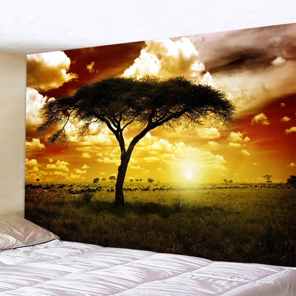 Tapisserie Murale Plage Surf - Décoration Tropicale avec Palmiers & Océan