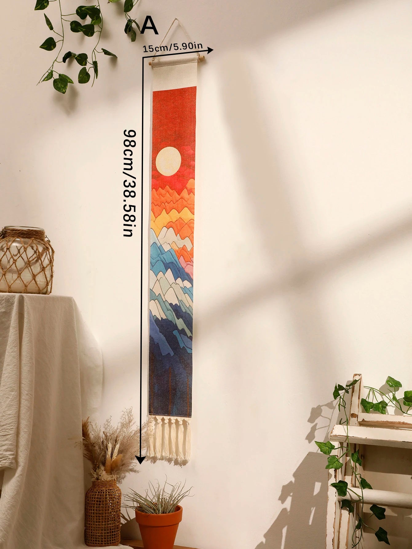 Tenture Murale Bohème Soleil - Décoration Abstraite Verticale