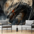 Tapisserie Murale Dragon Noir - Créature Fantastique & Décor Dark Fantasy