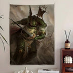 Tapisserie Murale Guerrier Ailé & Armure Sacrée - Art Fantasy Gothique