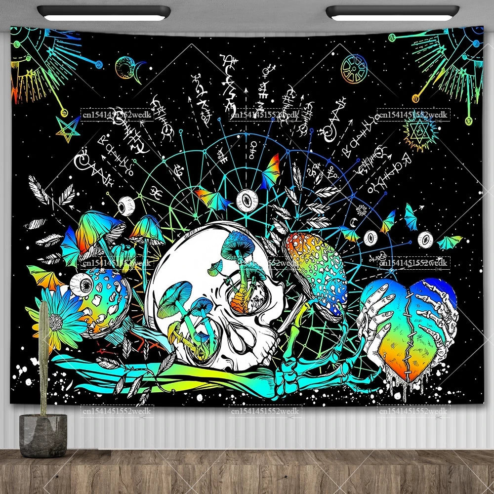 Tapisserie Murale Tarot The Lovers - Décoration Gothique & Mystique, Art Squelettes