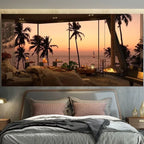 Tapisserie Coucher de Soleil Tropical - Déco Murale Palmiers & Plage