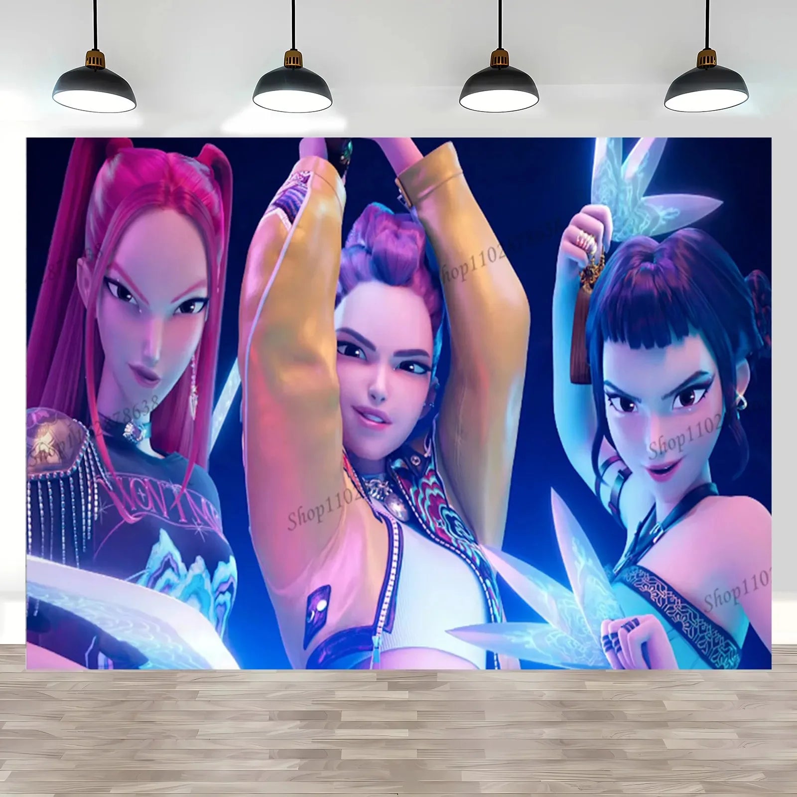 Tapisserie Murale Happy Birthday - Décor Anniversaire Style Avatar / K-Pop