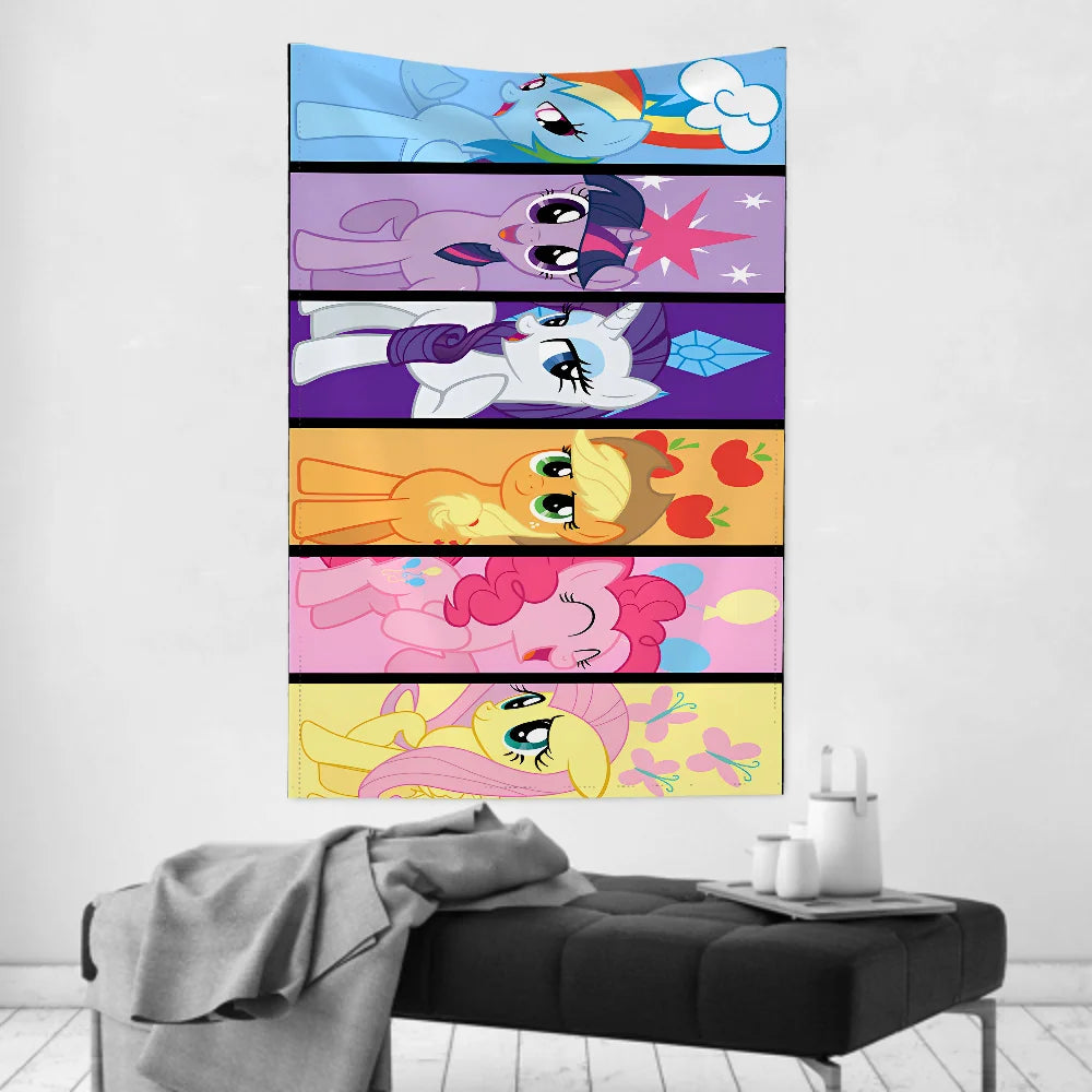 Tapisserie Licornes Colorées - Déco Murale Enfants Style Anime