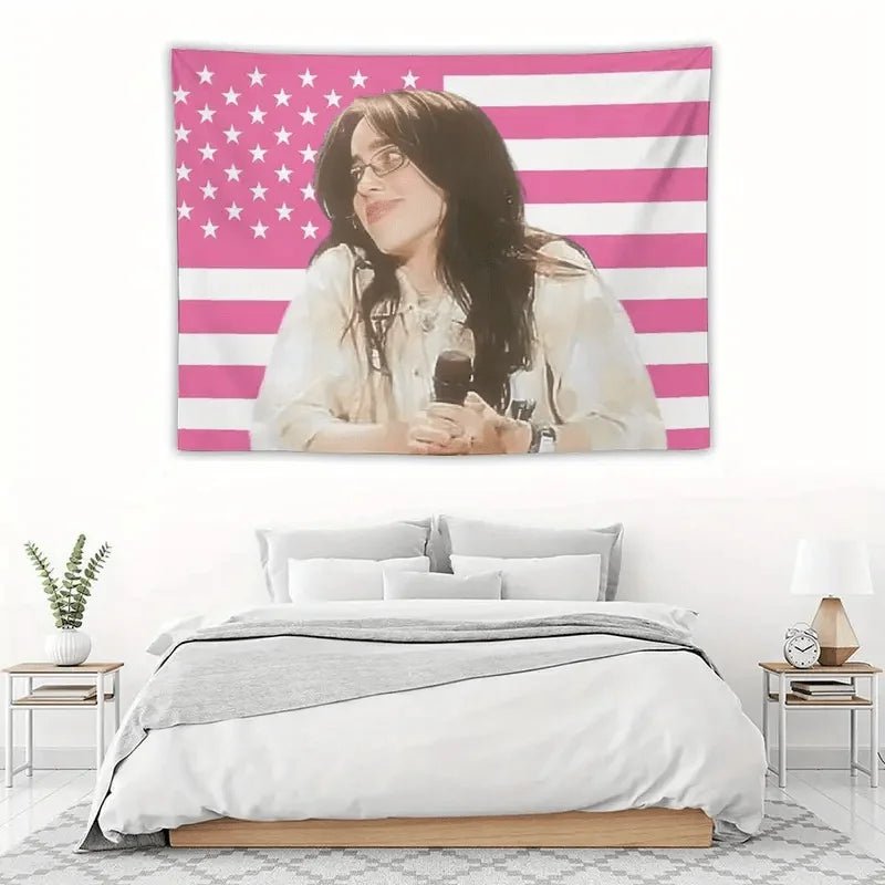 Tapisserie Portrait Vintage - Drapeau Américain - Décoration Murale Moderne