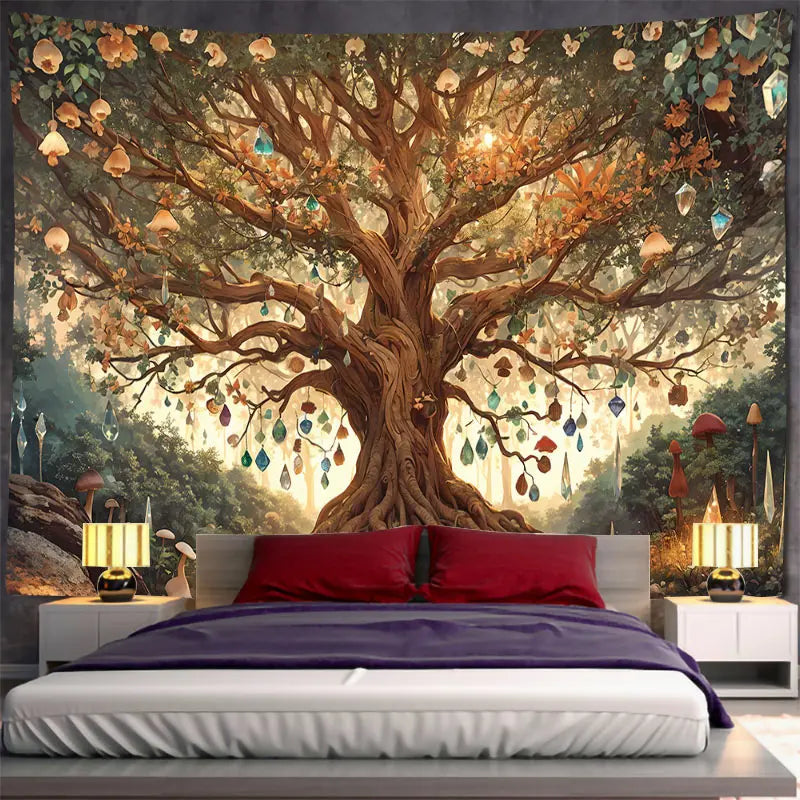 Tapisserie Murale Arbre de Vie - Arbre Magique Illuminé & Décor Fantastique