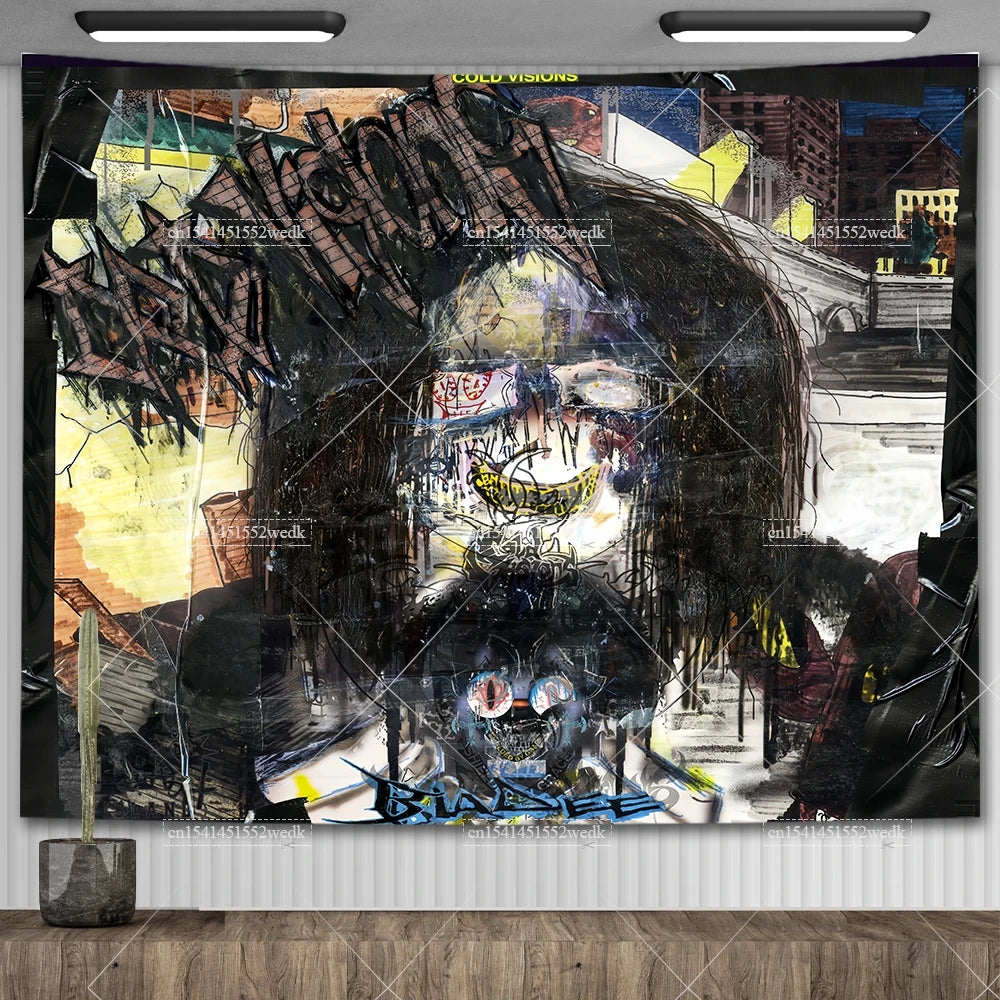 Toile Street Art Graffiti - Portrait Urbain Déstructuré Style Basquiat