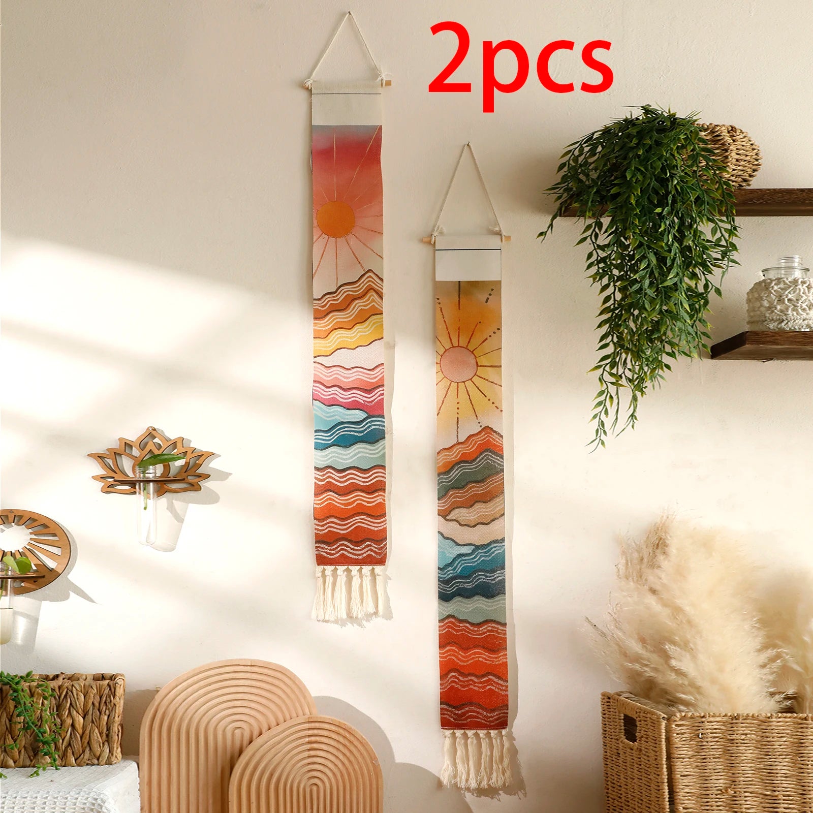 Tenture Murale Bohème Soleil - Décoration Abstraite Verticale