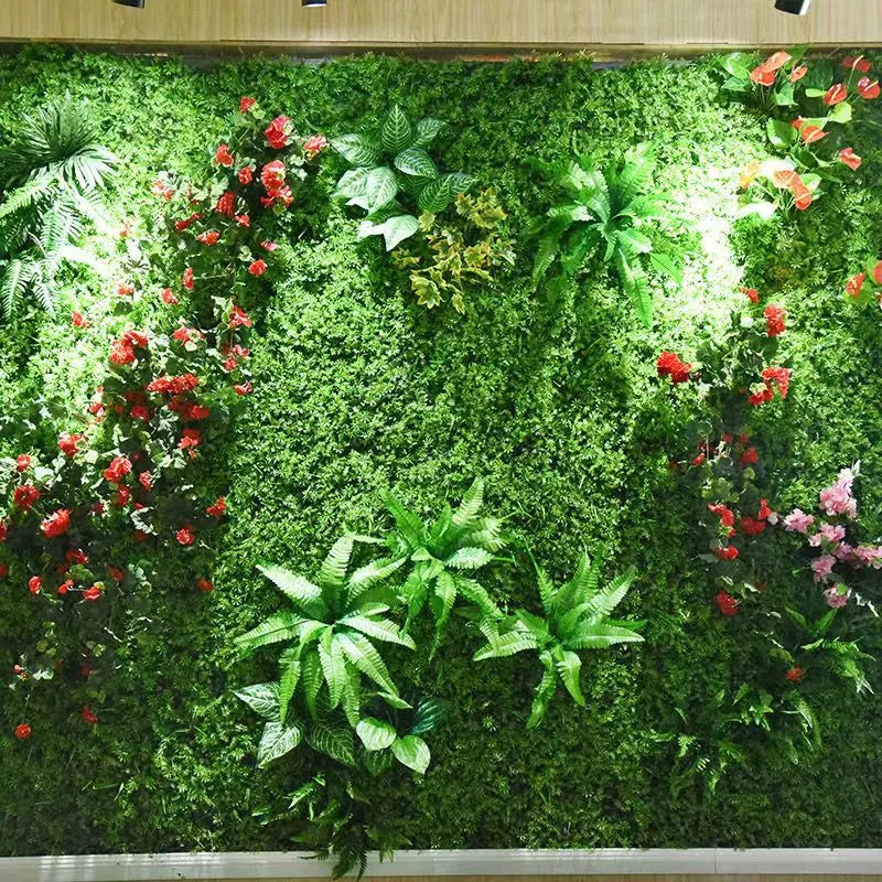 Mur Végétal Artificiel d'Intérieur - Jardin Vertical Décoratif, Feuillages & Fleurs - Décoration Murale Verte Premium