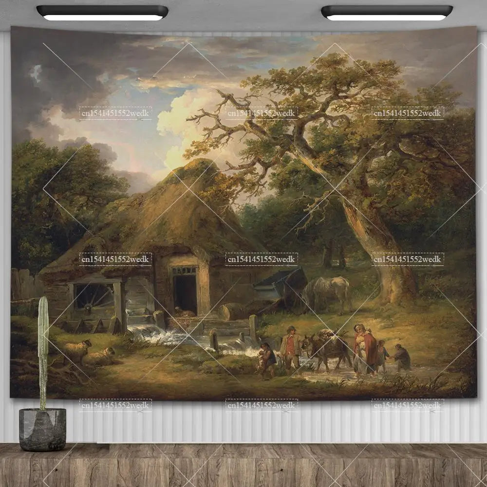 Tapisserie Murale Arbre Peint Vintage - Décoration Nature Salon & Chambre