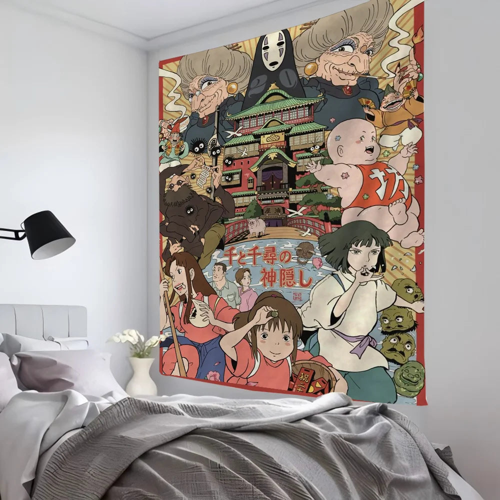 Tapisserie Murale Le Voyage de Chihiro - Décoration Murale Anime Japonaise - Poster Studio Ghibli
