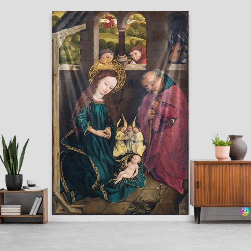 Tapisserie Nativité - Scène de la Crèche & Nuit Etoilée