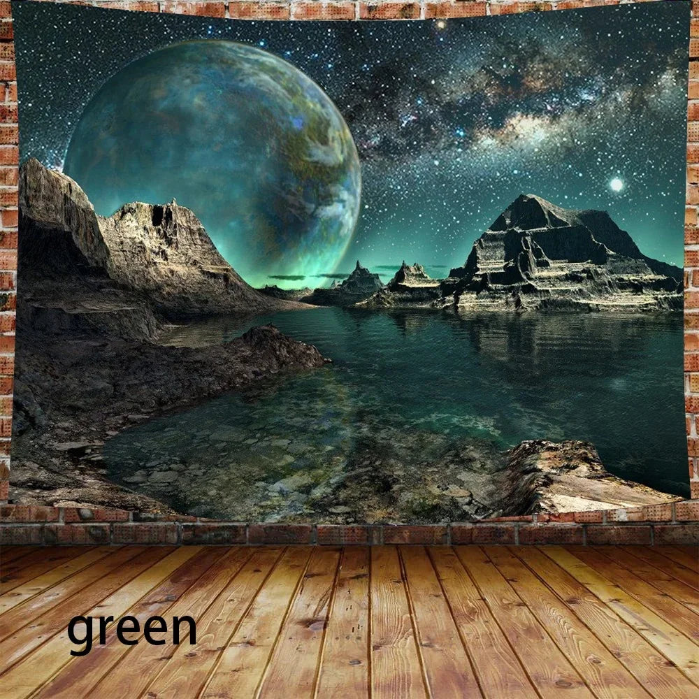 Tapisserie Murale Galaxie - Lune & Ciel - Décoration Cosmique