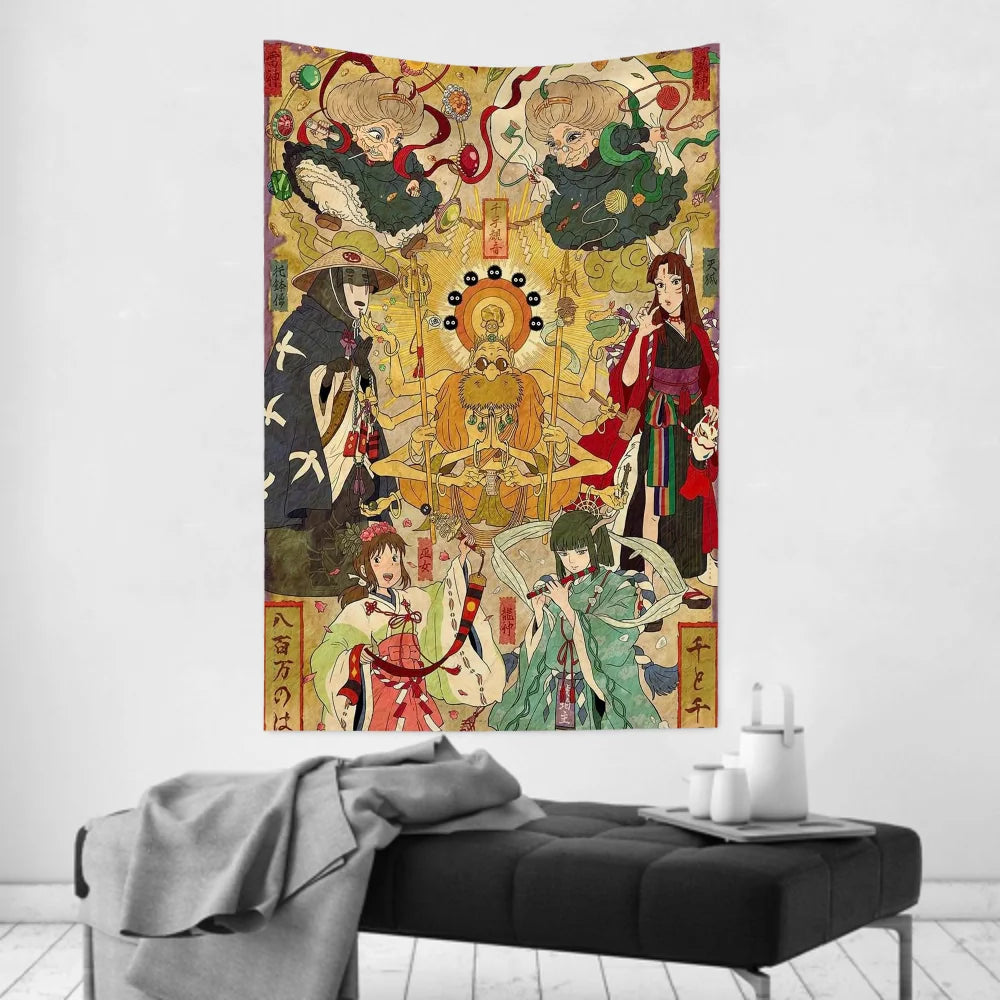 Tapisserie Murale Le Voyage de Chihiro - Décoration Murale Anime Japonaise - Poster Studio Ghibli