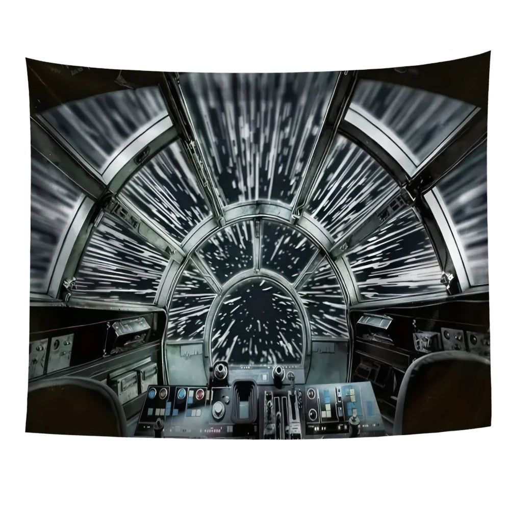 Tapisserie Hublot Spatial - Vue de la Terre depuis l'Espace, Décoration Sci-Fi