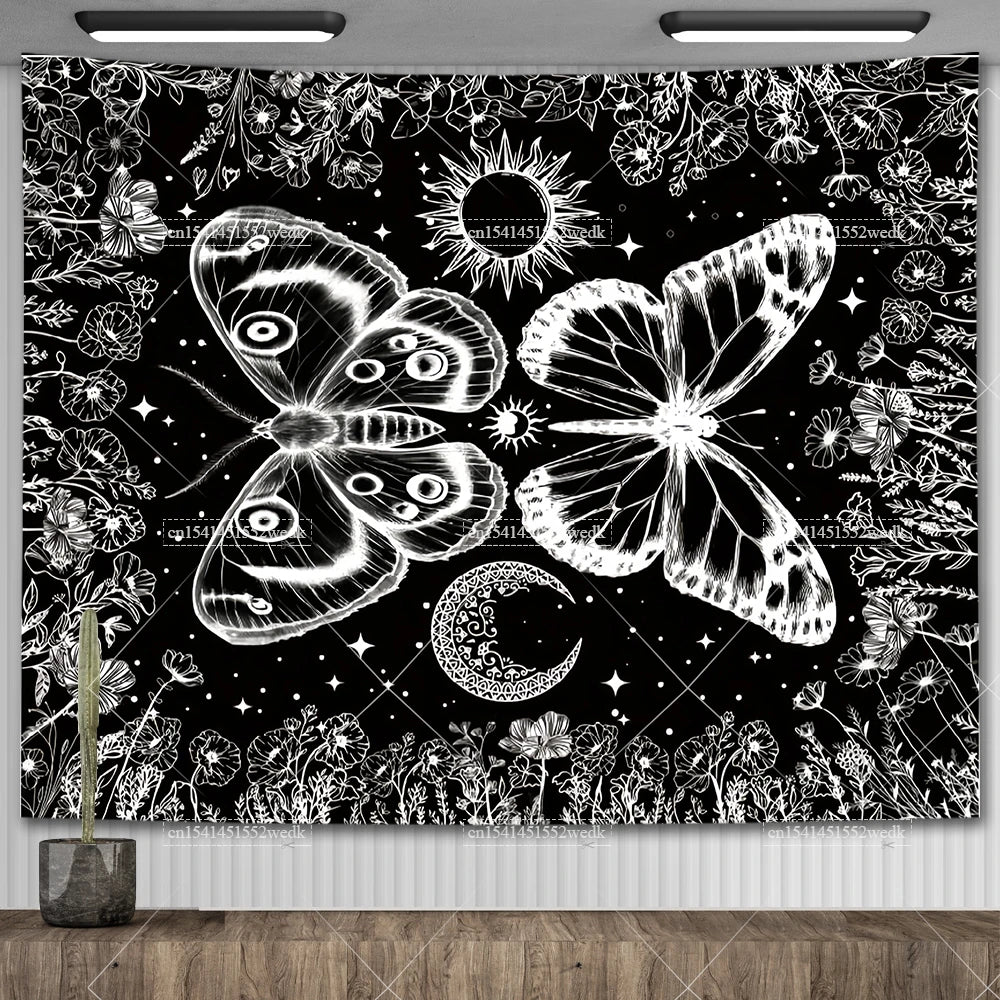 Tapisserie Murale Tarot The Lovers - Décoration Gothique & Mystique, Art Squelettes