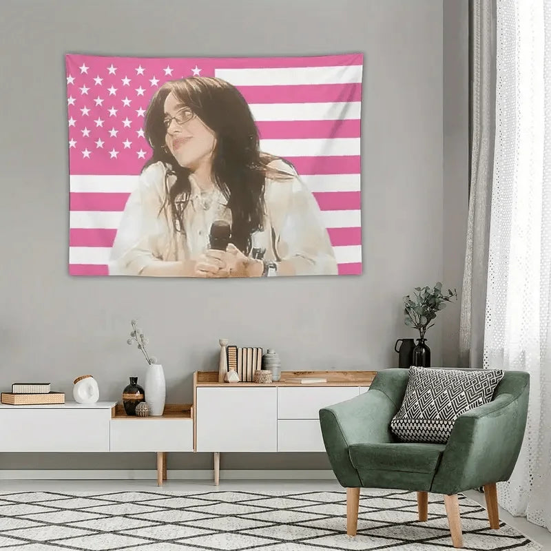 Tapisserie Portrait Vintage - Drapeau Américain - Décoration Murale Moderne