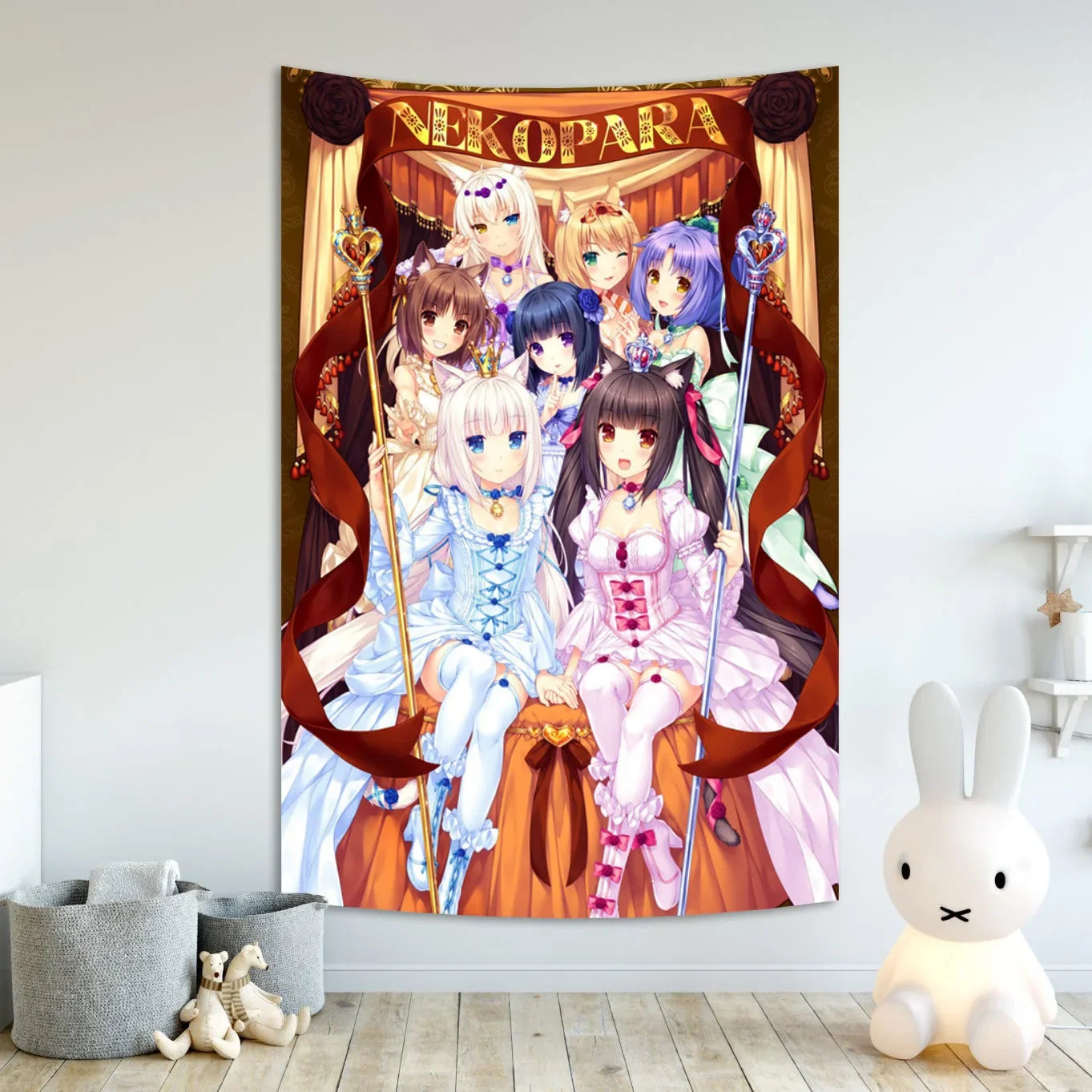 Tapisserie Murale Anime Kawaii - Décoration Colorée Style Manga, Poster Tissu