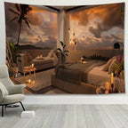 Tapisserie Coucher de Soleil Tropical - Déco Murale Palmiers & Plage