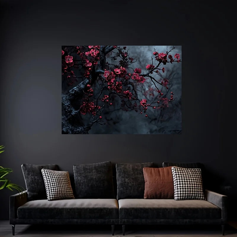 Tapisserie Murale Fleur de Cerisier Sakura Style Gothique