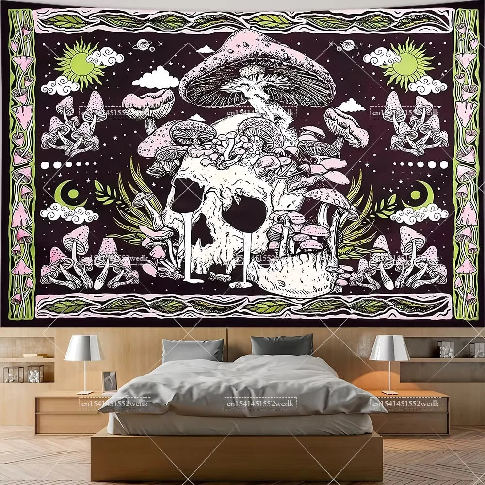 Tapisserie Murale Tarot The Lovers - Décoration Gothique & Mystique, Art Squelettes