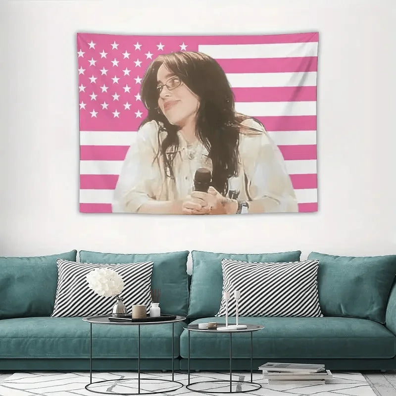 Tapisserie Portrait Vintage - Drapeau Américain - Décoration Murale Moderne