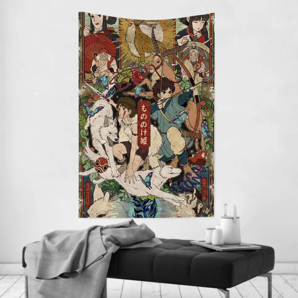 Tapisserie Murale Le Voyage de Chihiro - Décoration Murale Anime Japonaise - Poster Studio Ghibli