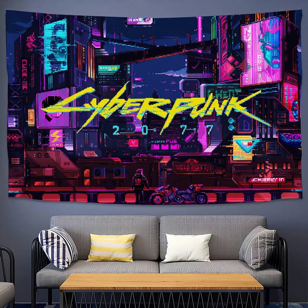 Tapisserie Cyberpunk 2077 - Décoration Murale Futuriste & Néon