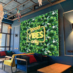 Mur Végétal Artificiel Premium - Panneau de Feuillages Tropicaux & Fleurs Blanches, Jardin Vertical Décoratif Intérieur/Extérieur