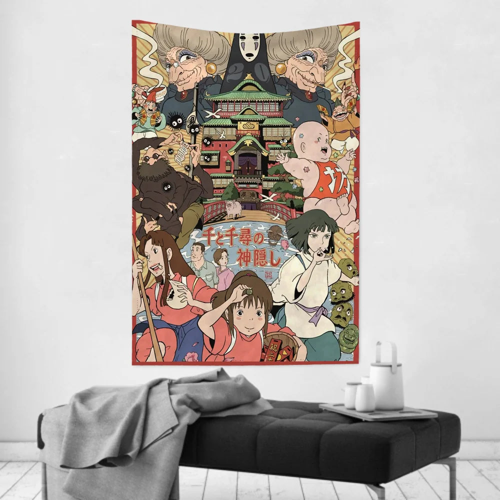 Tapisserie Murale Le Voyage de Chihiro - Décoration Murale Anime Japonaise - Poster Studio Ghibli