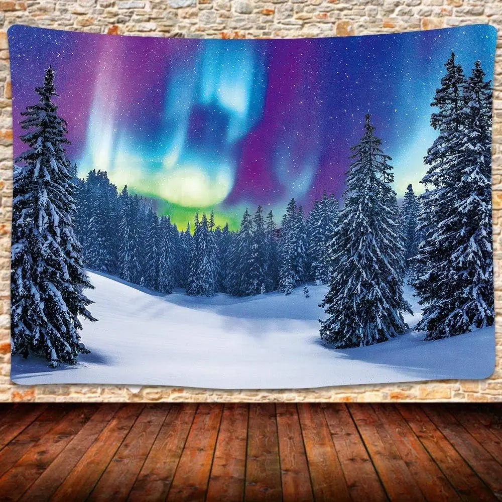 Tapisserie Murale Paysage Hivernal - Montagnes Enneigées