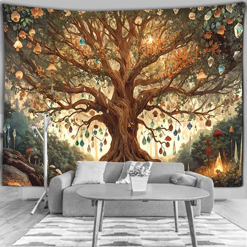 Tapisserie Murale Arbre de Vie - Arbre Magique Illuminé & Décor Fantastique