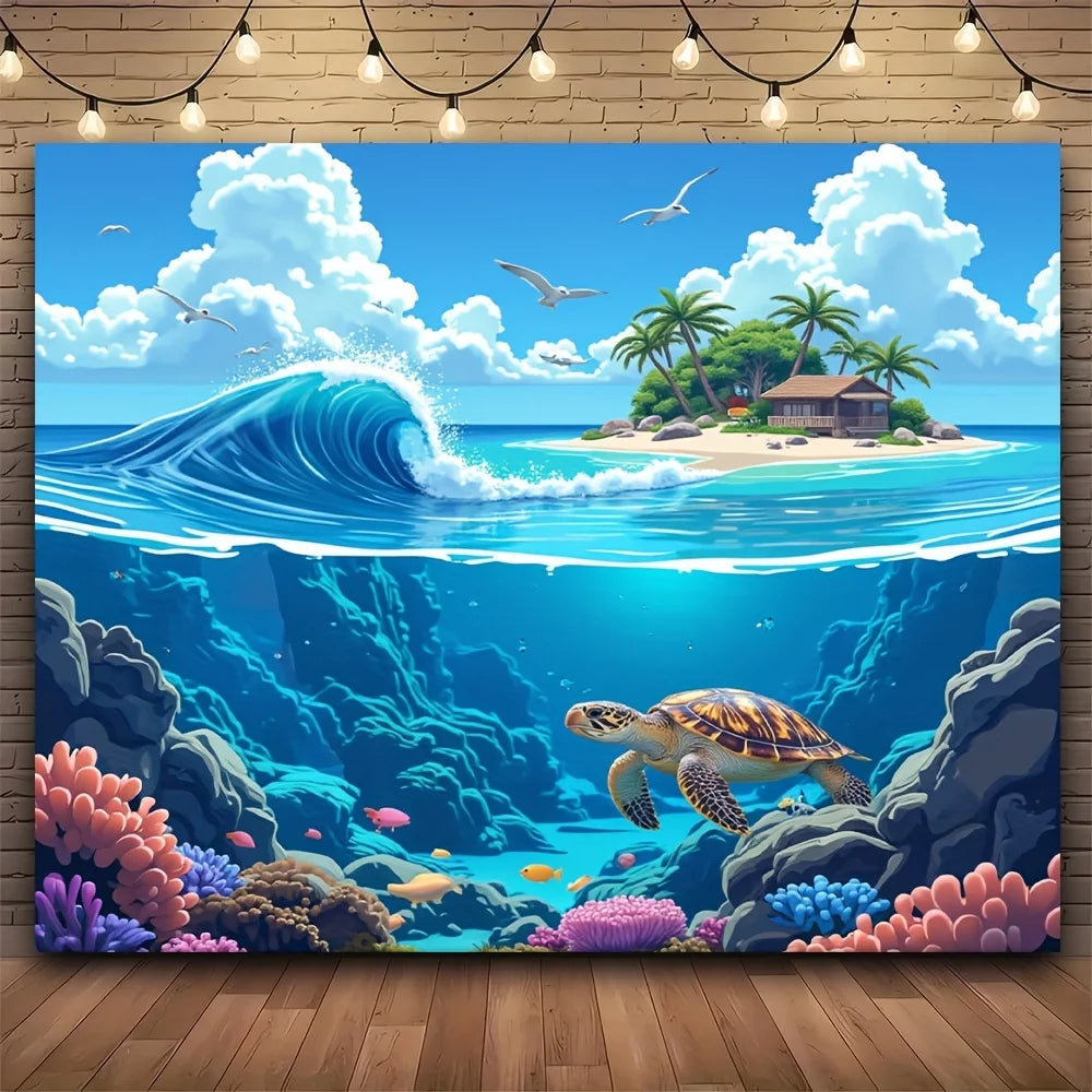 Tapisserie Murale Océan - Récif Corail & Poissons Tropicaux - Décoration Chambre / Salon