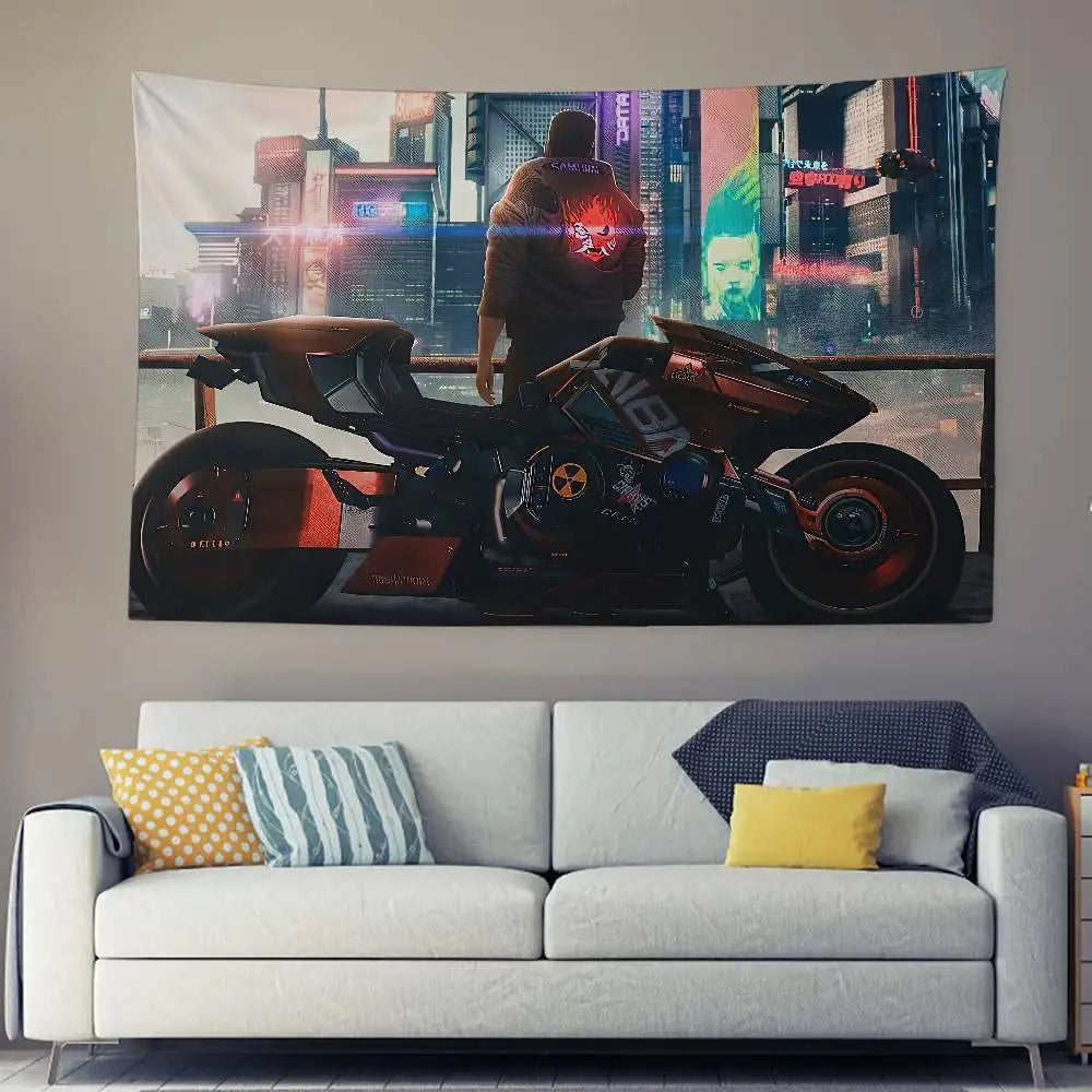 Tapisserie Cyberpunk 2077 - Décoration Murale Futuriste & Néon