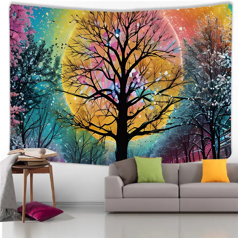 Tapisserie Murale Arbre de Vie - Arbre Magique Illuminé & Décor Fantastique