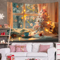 Tapisserie Murale de Noël - Sapin, Bougies & Cadeaux - Décoration Festive Cosy