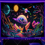 Tapisserie Murale Forêt Magique Néon - Paysage Psychédélique & Couleurs Lumineuses