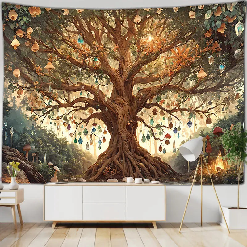 Tapisserie Murale Arbre de Vie - Arbre Magique Illuminé & Décor Fantastique