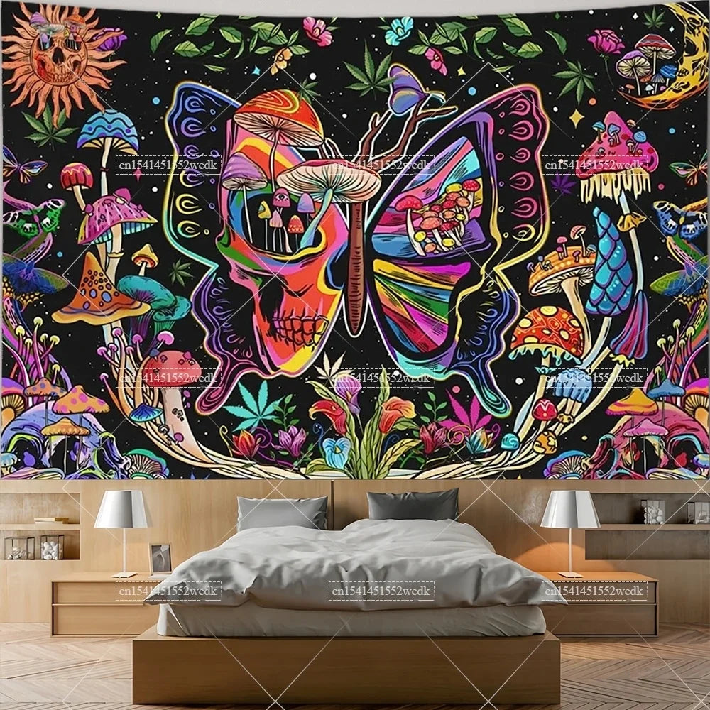 Tapisserie Murale Tarot The Lovers - Décoration Gothique & Mystique, Art Squelettes